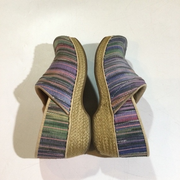 Dansko Womens Size 7.5 Multicolor Jute Pro Rainbow Strip Slip On Nurse Shoes - Picture 5 of 8